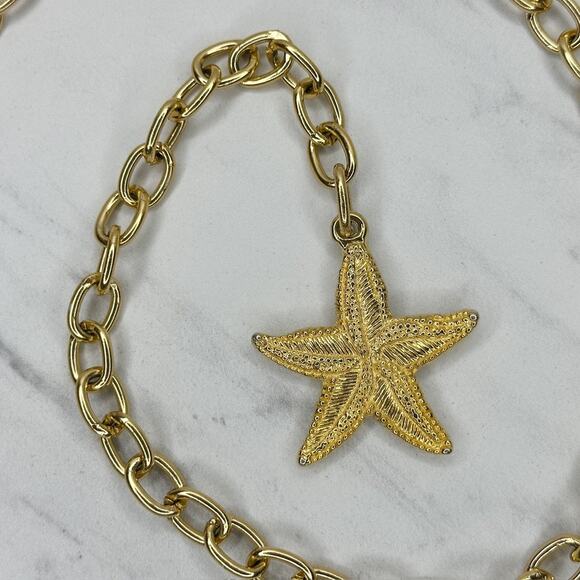 Starfish Gold Tone Chain Link Belt One Size (OS) Coastal Statement Y2K ✨ main image 3